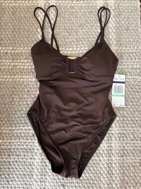 Anne Cole Chocolate Brown Girls One-Piece Swimsuit with Double Straps